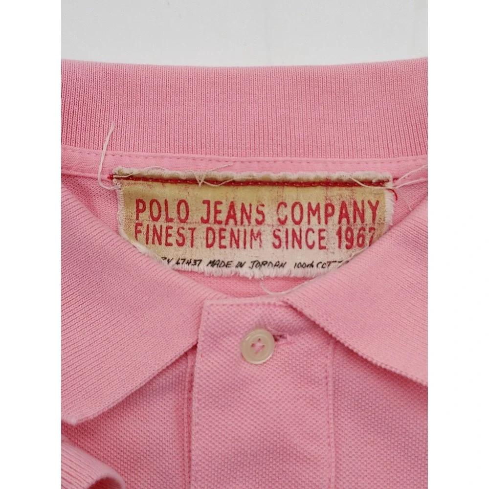 Polo JEAN COMPANY RALPH LAUREN Men's LARGE Short Sleeve Pink with RL Logo Shirt.